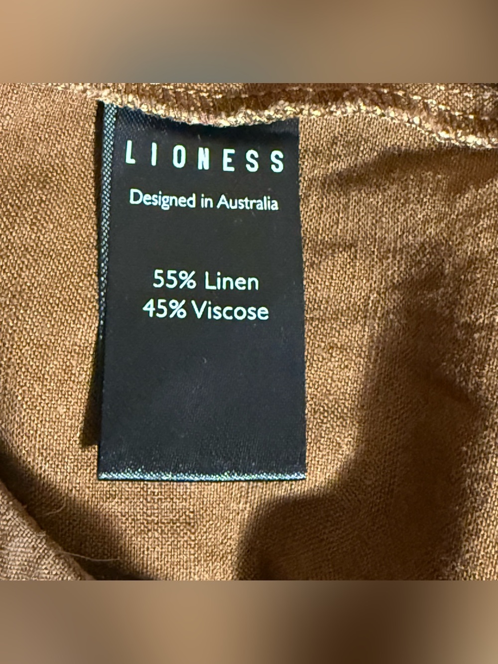 Lioness Women's La Quinta Pant, Cognac, Brown, Large, Linen Blend - Picture 4 of 9